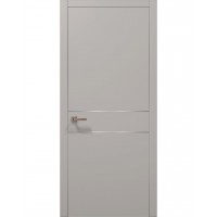 Двери Папа Карло PLATO PL-07 Светло серый супермат, кромка алюминий серебро