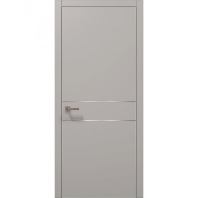 Двери Папа Карло PLATO PL-07 Светло серый супермат, кромка алюминий серебро
