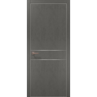 Двері Папа Карло PLATO PL-07 Бетон сірий, кромка алюміній срібло