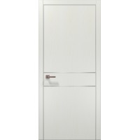 Двері Папа Карло PLATO PL-07 Ясен білий, кромка алюміній срібло