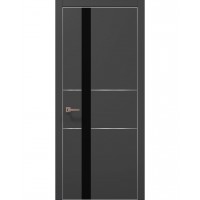 Двері Папа Карло PLATO PL-08 Темно сірий супермат, кромка алюміній срібло