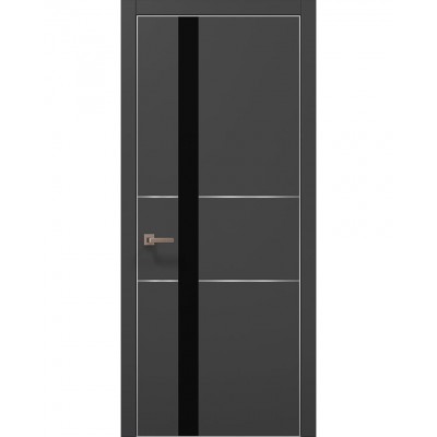 Двері Папа Карло PLATO PL-08 Темно сірий супермат, кромка алюміній срібло