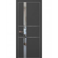 Двері Папа Карло PLATO PL-08 Темно сірий супермат, кромка алюміній срібло