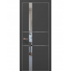 Двері Папа Карло PLATO PL-08 Темно сірий супермат, кромка алюміній срібло