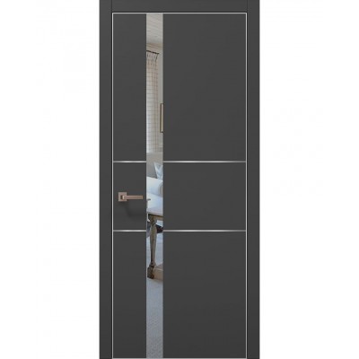 Двері Папа Карло PLATO PL-08 Темно сірий супермат, кромка алюміній срібло