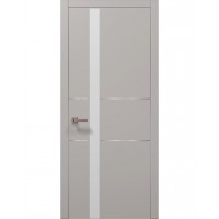 Двери Папа Карло PLATO PL-08 Светло серый супермат, кромка алюминий серебро