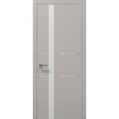 Двери Папа Карло PLATO PL-08 Светло серый супермат, кромка алюминий серебро