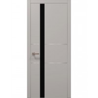 Двери Папа Карло PLATO PL-08 Светло серый супермат, кромка алюминий серебро