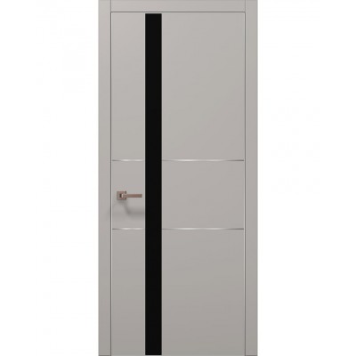 Двери Папа Карло PLATO PL-08 Светло серый супермат, кромка алюминий серебро