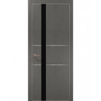 Двері Папа Карло PLATO PL-08 Бетон сірий, кромка алюміній срібло