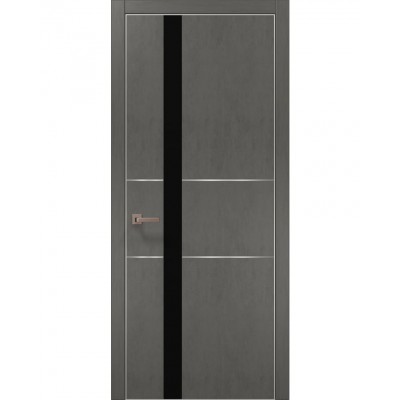 Двері Папа Карло PLATO PL-08 Бетон сірий, кромка алюміній срібло