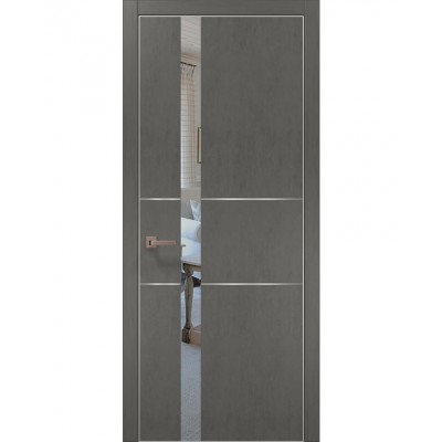 Двері Папа Карло PLATO PL-08 Бетон сірий, кромка алюміній срібло