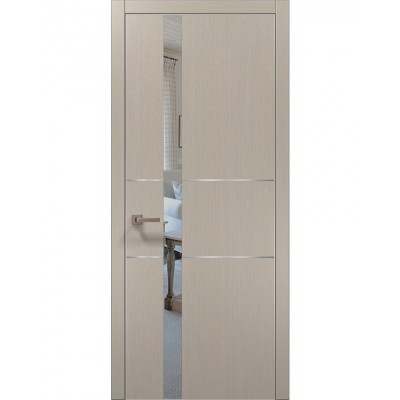 Двери Папа Карло PLATO PL-08 Дуб кремовый, кромка алюминий серебро