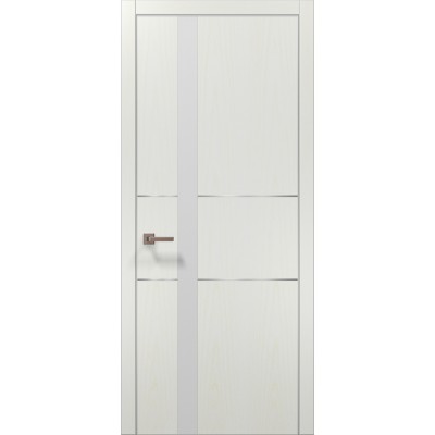 Двері Папа Карло PLATO PL-08 Ясен білий, кромка алюміній срібло