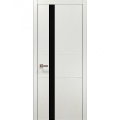 Двері Папа Карло PLATO PL-08 Ясен білий, кромка алюміній срібло