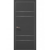 Двері Папа Карло PLATO PL-09 Темно сірий супермат, кромка алюміній срібло