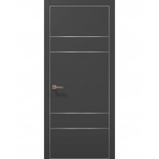 Двері Папа Карло PLATO PL-09 Темно сірий супермат, кромка алюміній срібло