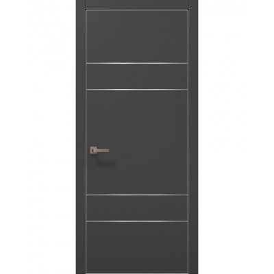 Двери Папа Карло PLATO PL-09 Темно серый супермат, кромка алюминий серебро