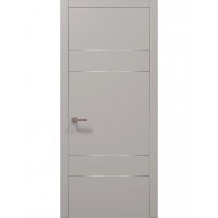 Двери Папа Карло PLATO PL-09 Светло серый супермат, кромка алюминий серебро