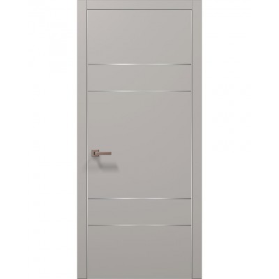 Двері Папа Карло PLATO PL-09 Світло сірий супермат, кромка алюміній срібло