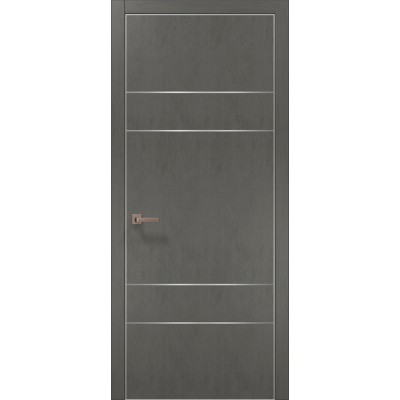 Двері Папа Карло PLATO PL-09 Бетон сірий, кромка алюміній срібло
