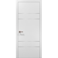 Двері Папа Карло PLATO PL-09 Білий матовий, кромка алюміній срібло