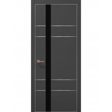 Двері Папа Карло PLATO PL-10 Темно сірий супермат, кромка алюміній срібло