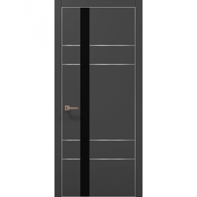 Двері Папа Карло PLATO PL-10 Темно сірий супермат, кромка алюміній срібло