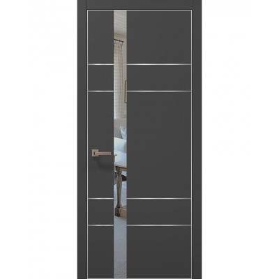 Двері Папа Карло PLATO PL-10 Темно сірий супермат, кромка алюміній срібло