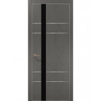Двері Папа Карло PLATO PL-10 Бетон сірий, кромка алюміній срібло