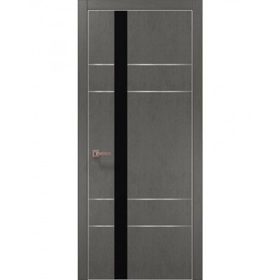 Двери Папа Карло PLATO PL-10 Бетон серый, кромка алюминий серебро