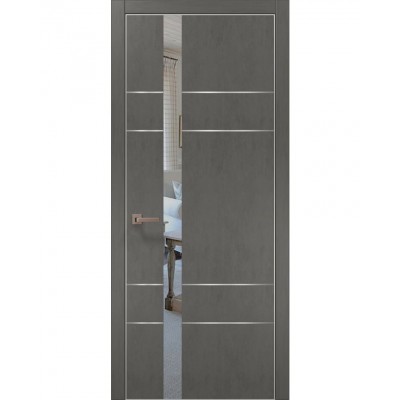 Двери Папа Карло PLATO PL-10 Бетон серый, кромка алюминий серебро