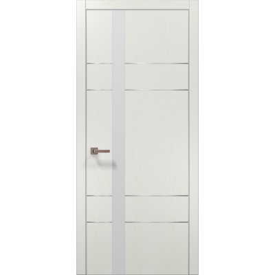 Двері Папа Карло PLATO PL-10 Ясен білий, кромка алюміній срібло