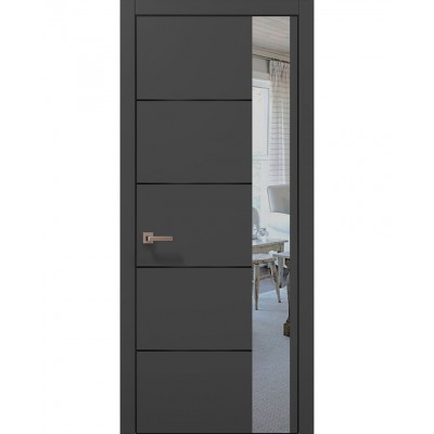 Двері Папа Карло PLATO PL-11 Темно сірий супермат, кромка алюміній чорний