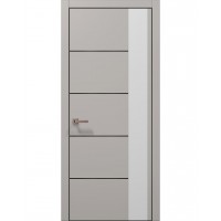 Двери Папа Карло PLATO PL-11 Светло серый супермат, кромка алюминий черный