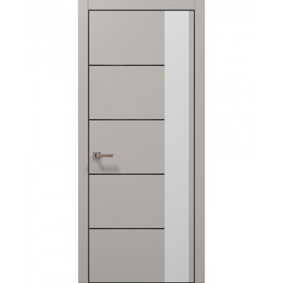Двері Папа Карло PLATO PL-11 Світло сірий супермат, кромка алюміній чорний