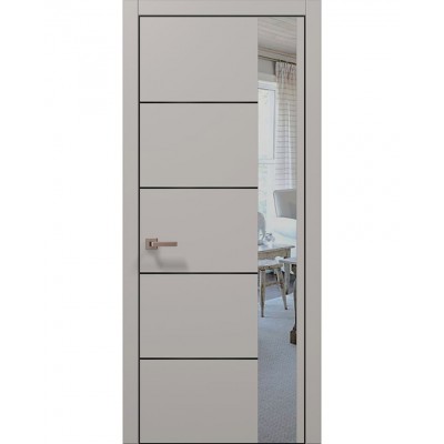 Двері Папа Карло PLATO PL-11 Світло сірий супермат, кромка алюміній чорний