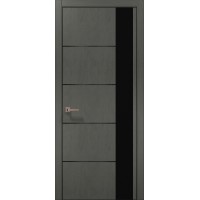 Двери Папа Карло PLATO PL-11 Бетон серый, кромка алюминий черный