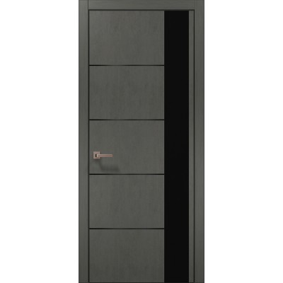 Двери Папа Карло PLATO PL-11 Бетон серый, кромка алюминий черный