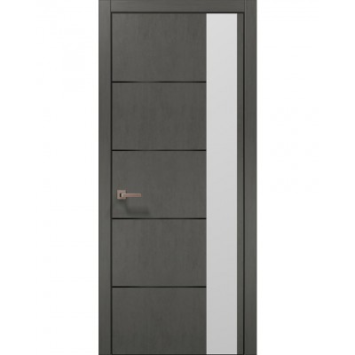 Двери Папа Карло PLATO PL-11 Бетон серый, кромка алюминий черный