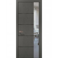 Двери Папа Карло PLATO PL-11 Бетон серый, кромка алюминий черный