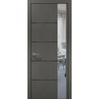 Двери Папа Карло PLATO PL-11 Бетон серый, кромка алюминий черный