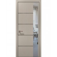 Двери Папа Карло PLATO PL-11 Дуб кремовый, кромка алюминий черный