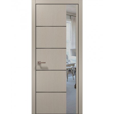 Двері Папа Карло PLATO PL-11 Дуб кремовий, кромка алюміній чорний