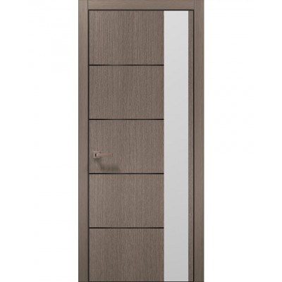 Двери Папа Карло PLATO PL-11 Дуб серый, кромка алюминий черный
