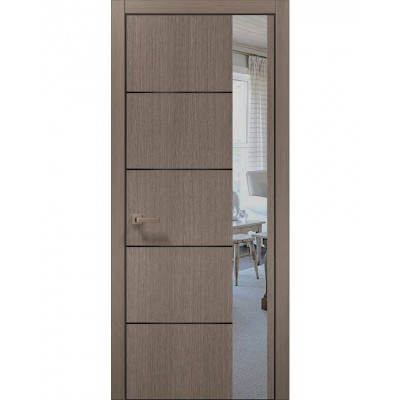 Двери Папа Карло PLATO PL-11 Дуб серый, кромка алюминий черный