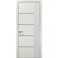 Двері Папа Карло PLATO PL-11 Ясен білий, кромка алюміній чорний