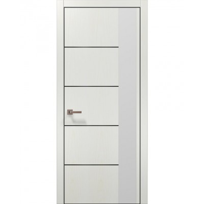 Двери Папа Карло PLATO PL-11 Ясень белый, кромка алюминий черный