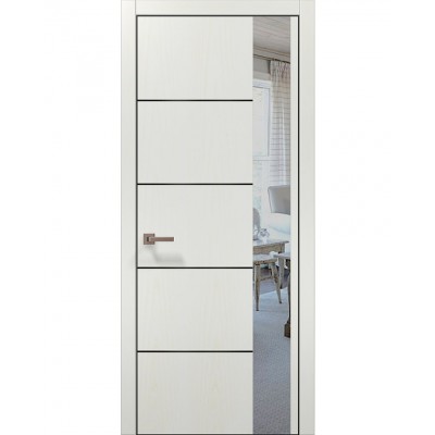 Двери Папа Карло PLATO PL-11 Ясень белый, кромка алюминий черный