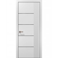 Двері Папа Карло PLATO PL-11 Білий матовий, кромка алюміній чорний